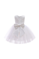 A-Line Tea Length Tulle Lace Flower Girl Dress CF0312 - COCOMELODY