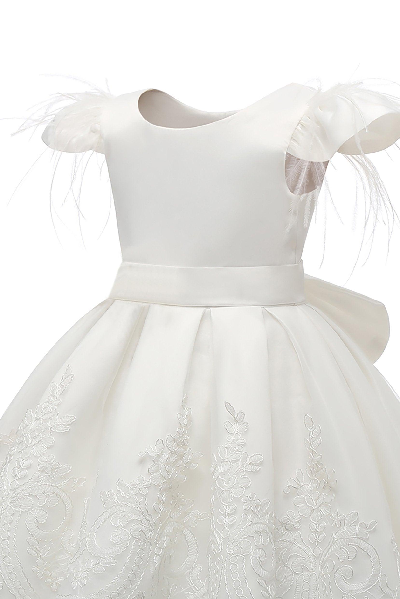 A-Line High-Low Tulle Lace Flower Girl Dress CF0313 - COCOMELODY