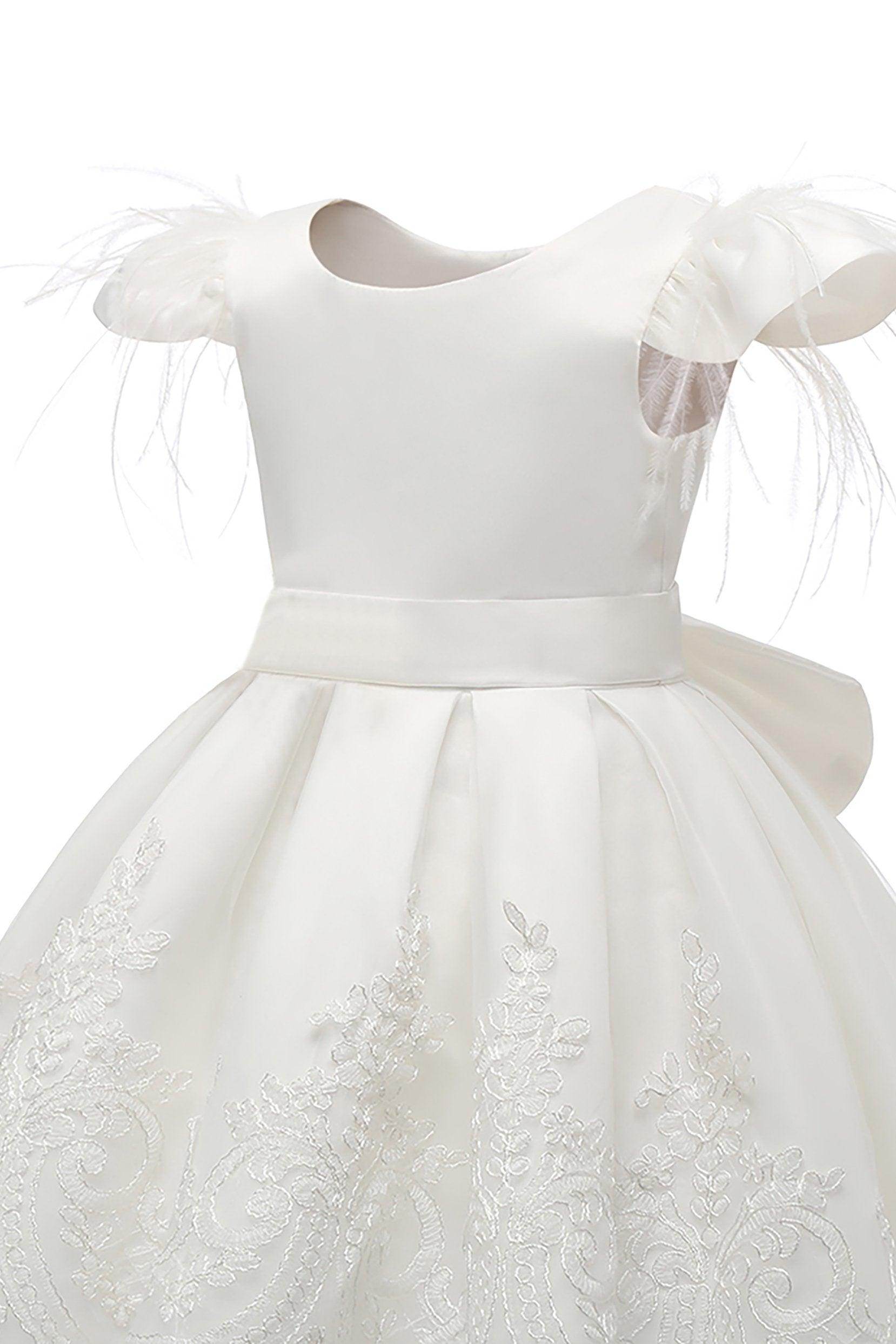 A-Line High-Low Tulle Lace Flower Girl Dress CF0313 - COCOMELODY