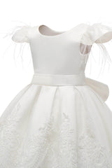 A-Line High-Low Tulle Lace Flower Girl Dress CF0313 - COCOMELODY