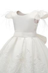 A-Line High-Low Tulle Lace Flower Girl Dress CF0313 - COCOMELODY