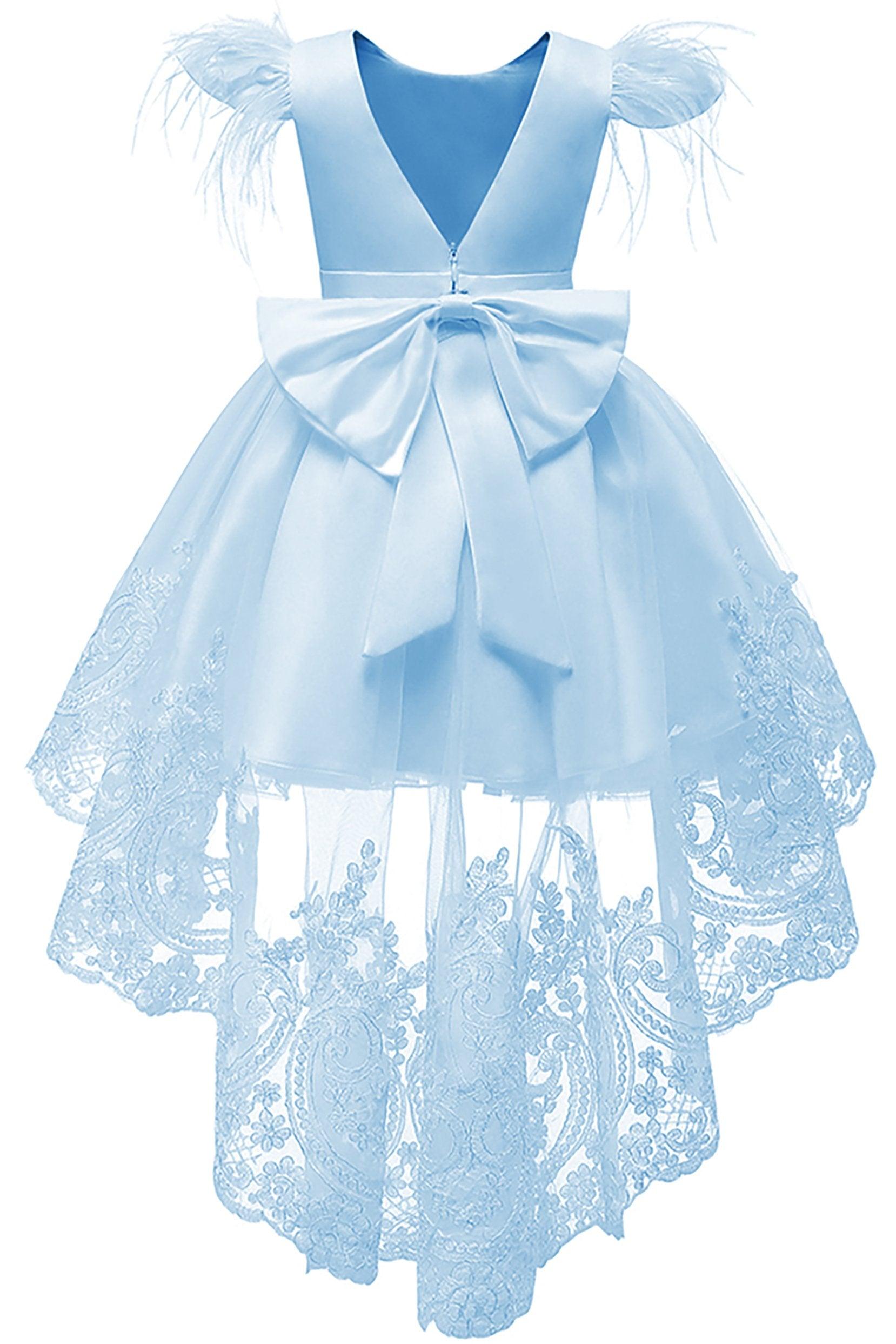 A-Line High-Low Tulle Lace Flower Girl Dress CF0313 - COCOMELODY