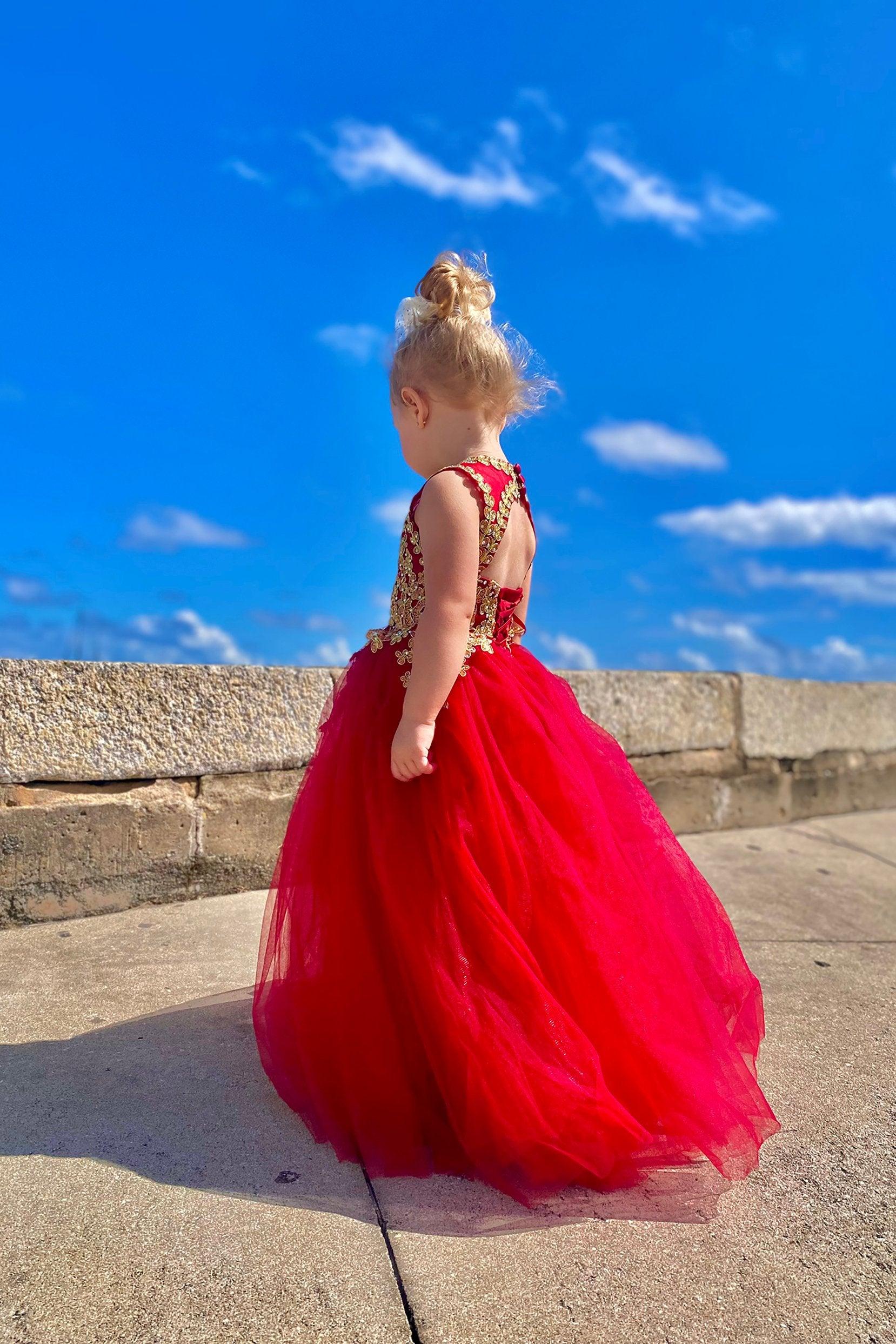 A-Line Floor Length Tulle Lace Flower Girl Dress CF0315 - COCOMELODY