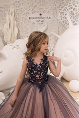 Ball Gown Floor Length Tulle Lace Flower Girl Dress CF0316 - COCOMELODY