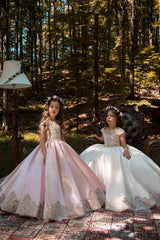 A-Line Floor Length Tulle Lace Flower Girl Dress CF0317 - COCOMELODY