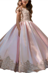A-Line Floor Length Tulle Lace Flower Girl Dress CF0317 - COCOMELODY