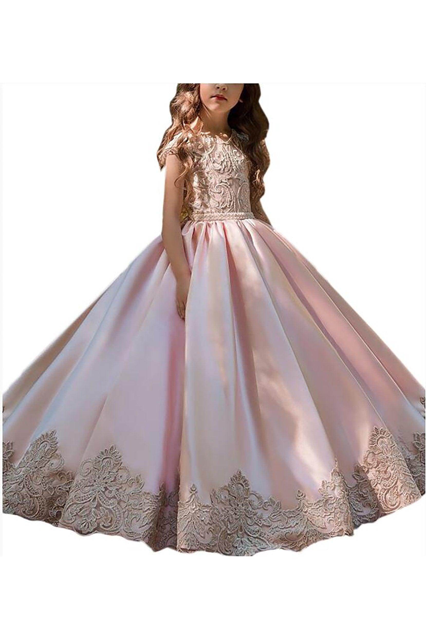A-Line Floor Length Tulle Lace Flower Girl Dress CF0317 - COCOMELODY