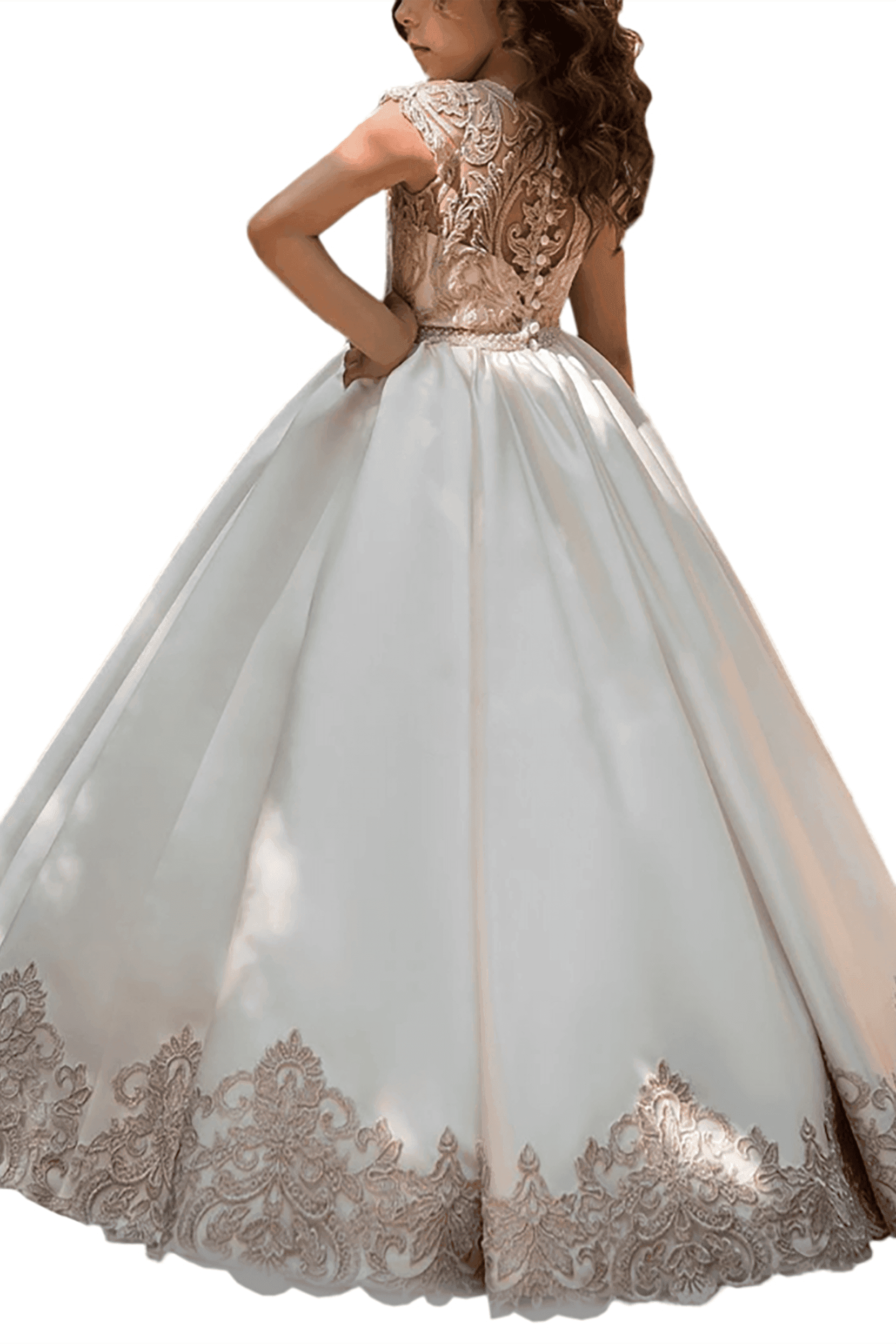 A-Line Floor Length Tulle Lace Flower Girl Dress CF0317 - COCOMELODY