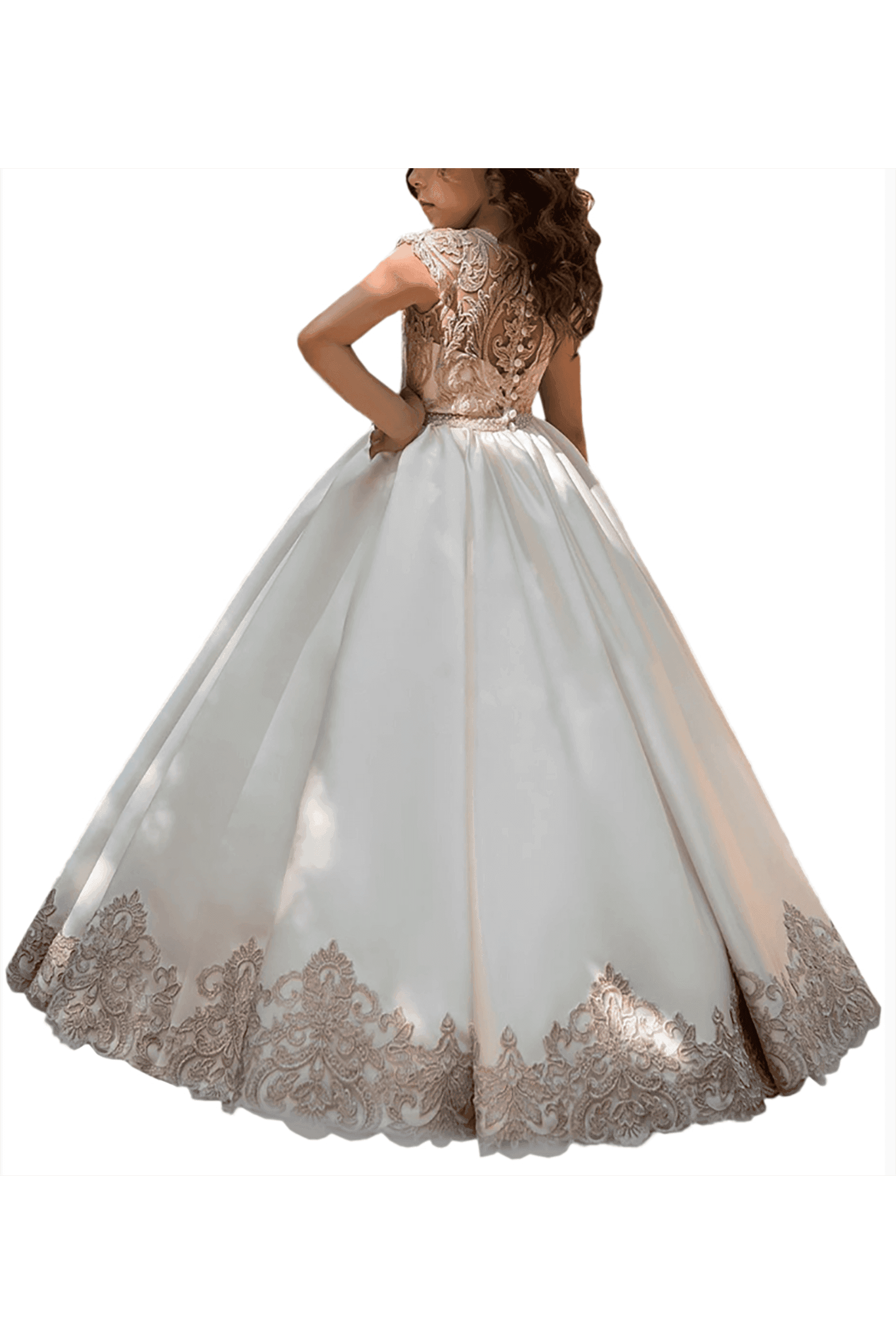 A-Line Floor Length Tulle Lace Flower Girl Dress CF0317 - COCOMELODY