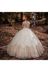 A-Line Floor Length Tulle Lace Flower Girl Dress CF0318 - COCOMELODY