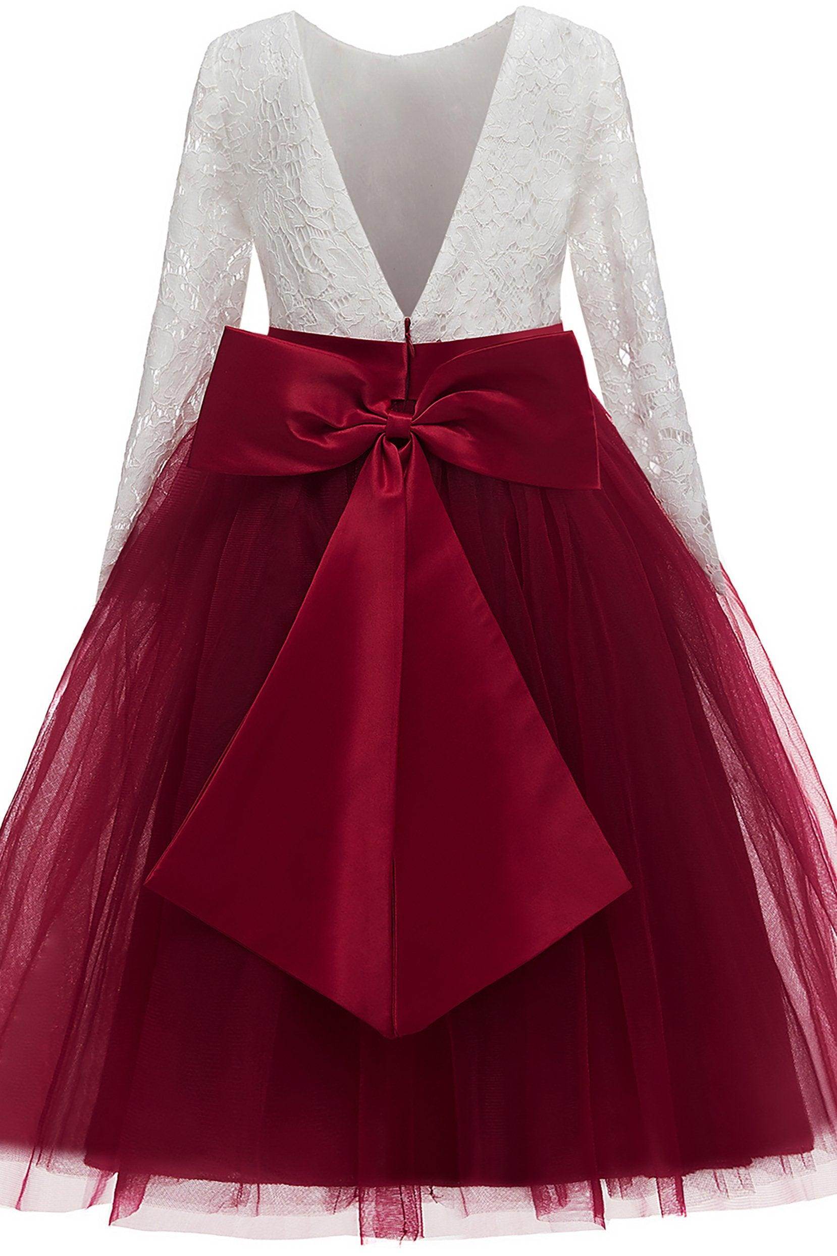 A-Line Tea Length Tulle Lace Flower Girl Dress CF0321 - COCOMELODY