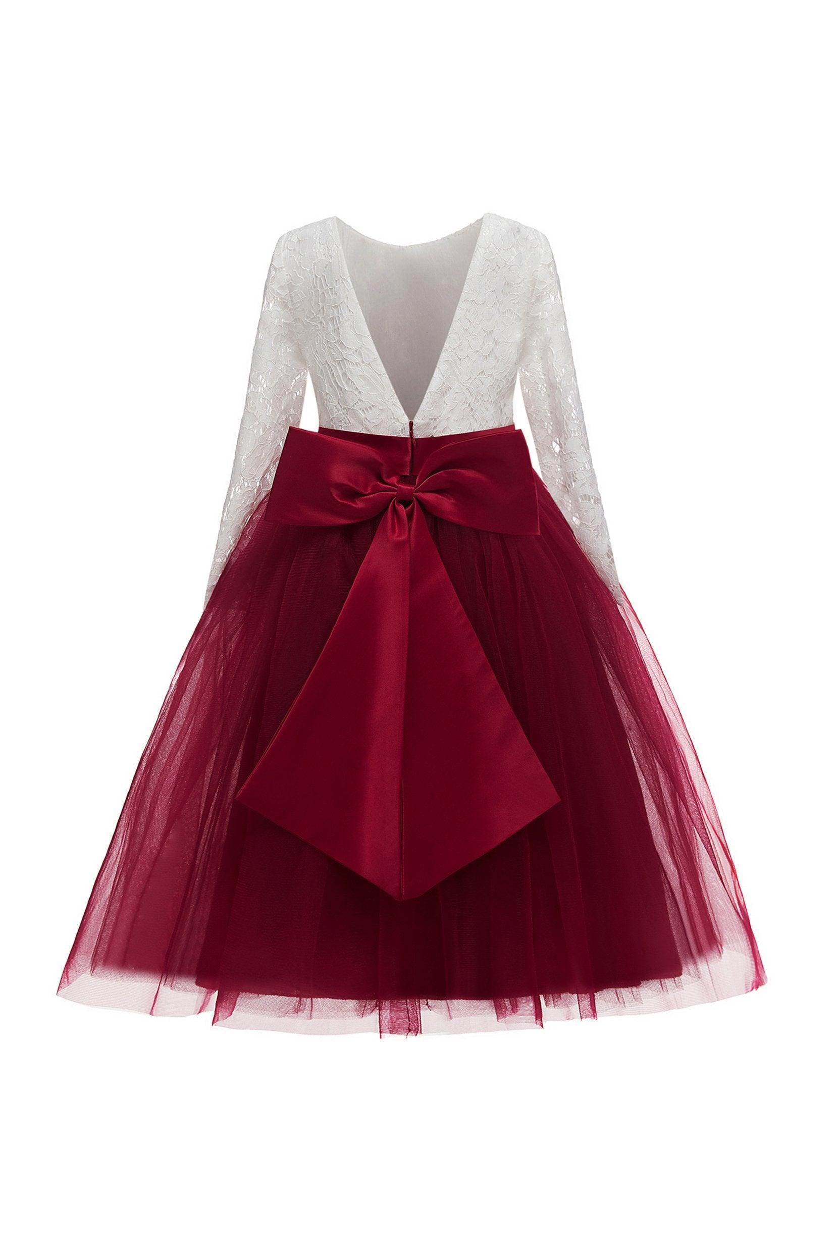A-Line Tea Length Tulle Lace Flower Girl Dress CF0321 - COCOMELODY
