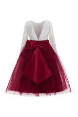 A-Line Tea Length Tulle Lace Flower Girl Dress CF0321 - COCOMELODY