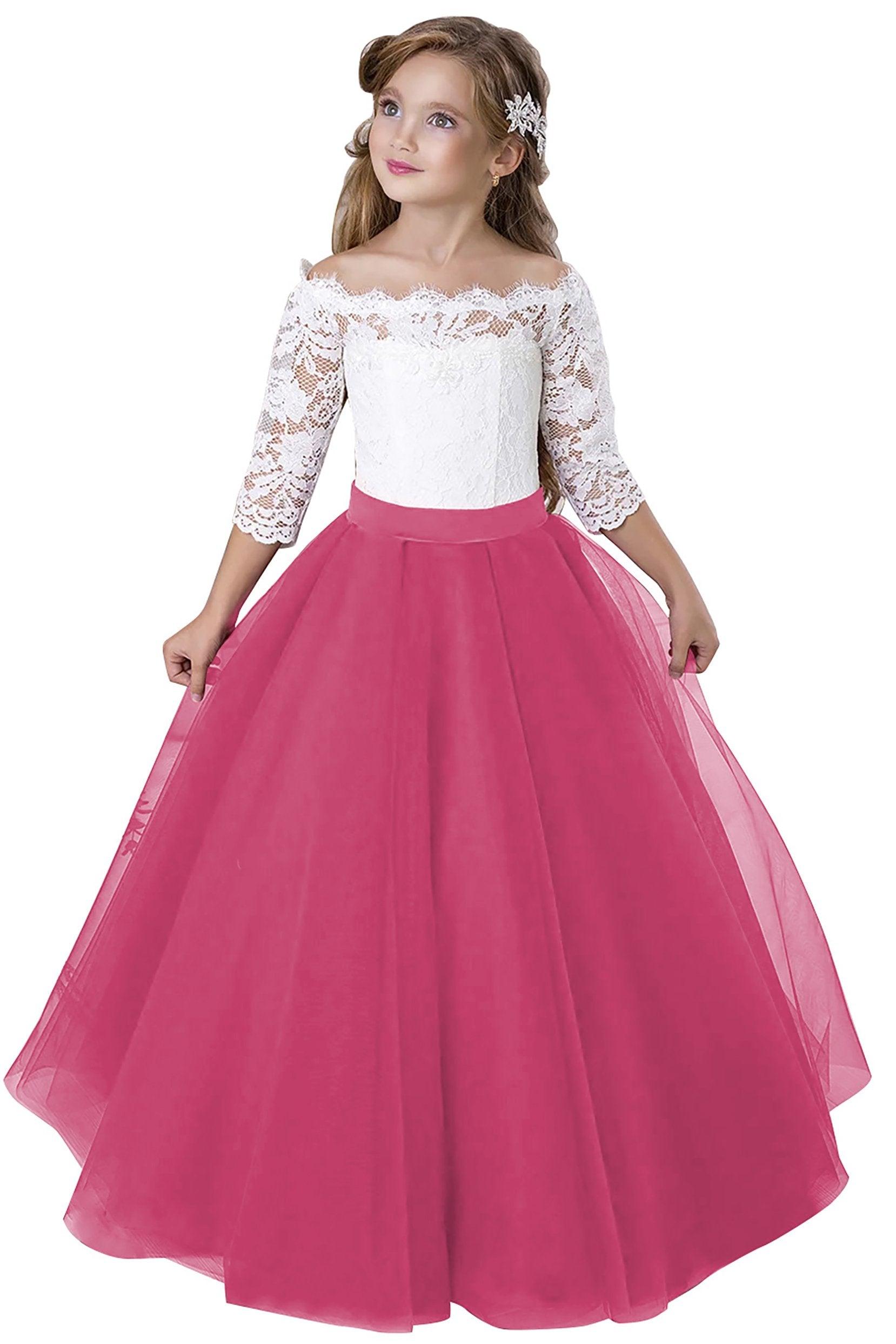 A-Line Floor Length Tulle Lace Flower Girl Dress CF0322 - COCOMELODY