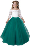 A-Line Floor Length Tulle Lace Flower Girl Dress CF0322 - COCOMELODY