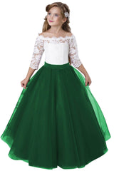A-Line Floor Length Tulle Lace Flower Girl Dress CF0322 - COCOMELODY