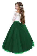 A-Line Floor Length Tulle Lace Flower Girl Dress CF0322 - COCOMELODY