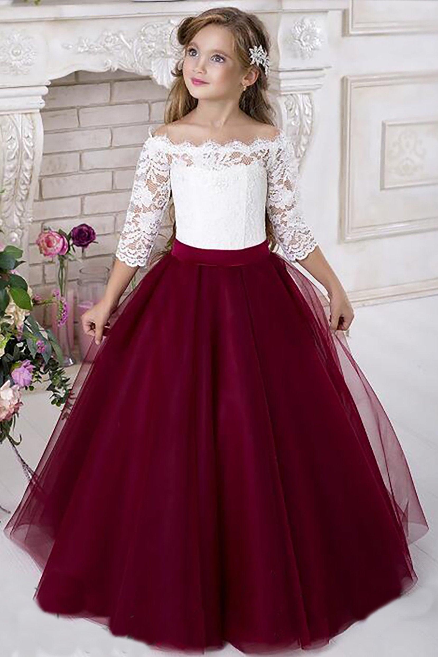 A-Line Floor Length Tulle Lace Flower Girl Dress CF0322 - COCOMELODY