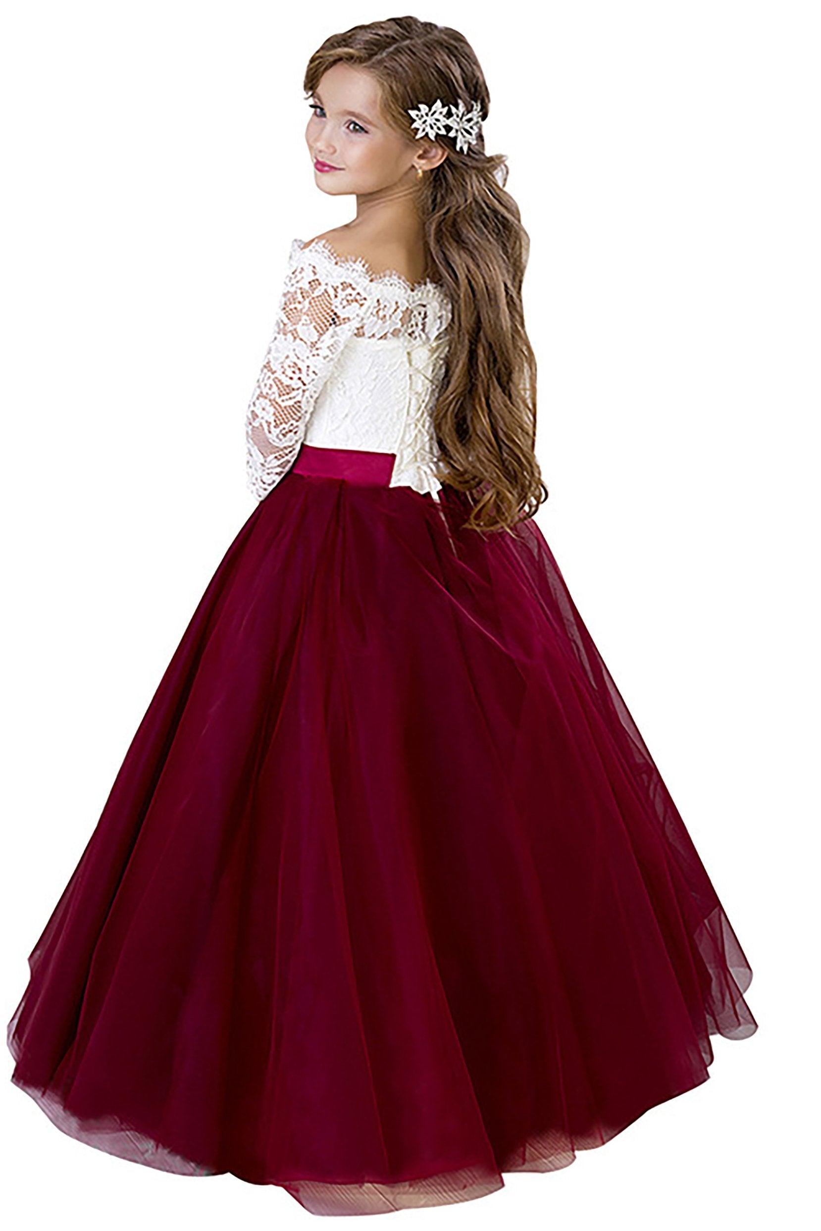 A-Line Floor Length Tulle Lace Flower Girl Dress CF0322 - COCOMELODY