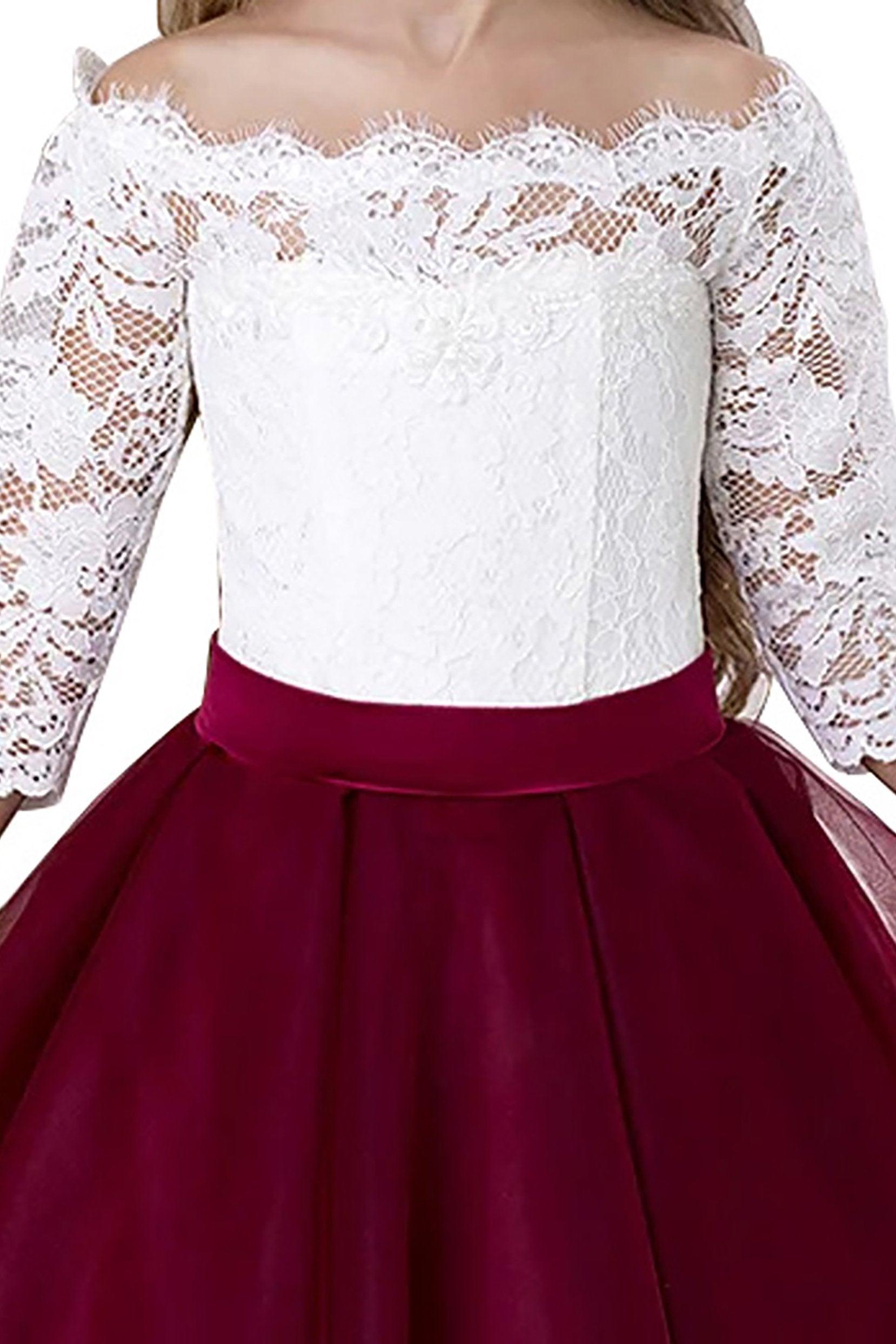 A-Line Floor Length Tulle Lace Flower Girl Dress CF0322 - COCOMELODY