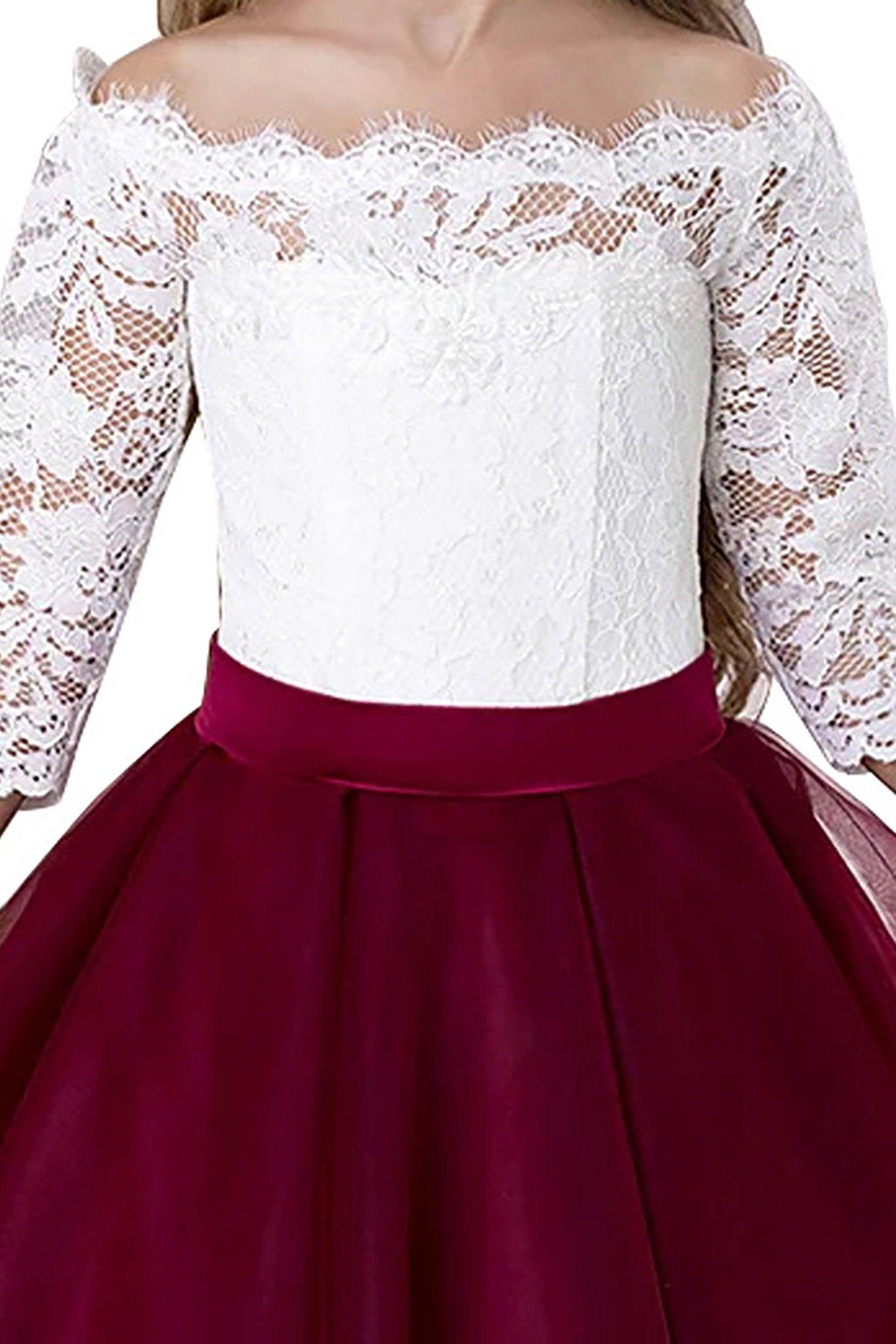 A-Line Floor Length Tulle Lace Flower Girl Dress CF0322 - COCOMELODY