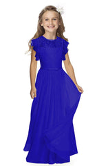 A-Line Floor Length Tulle Lace Flower Girl Dress CF0323 - COCOMELODY