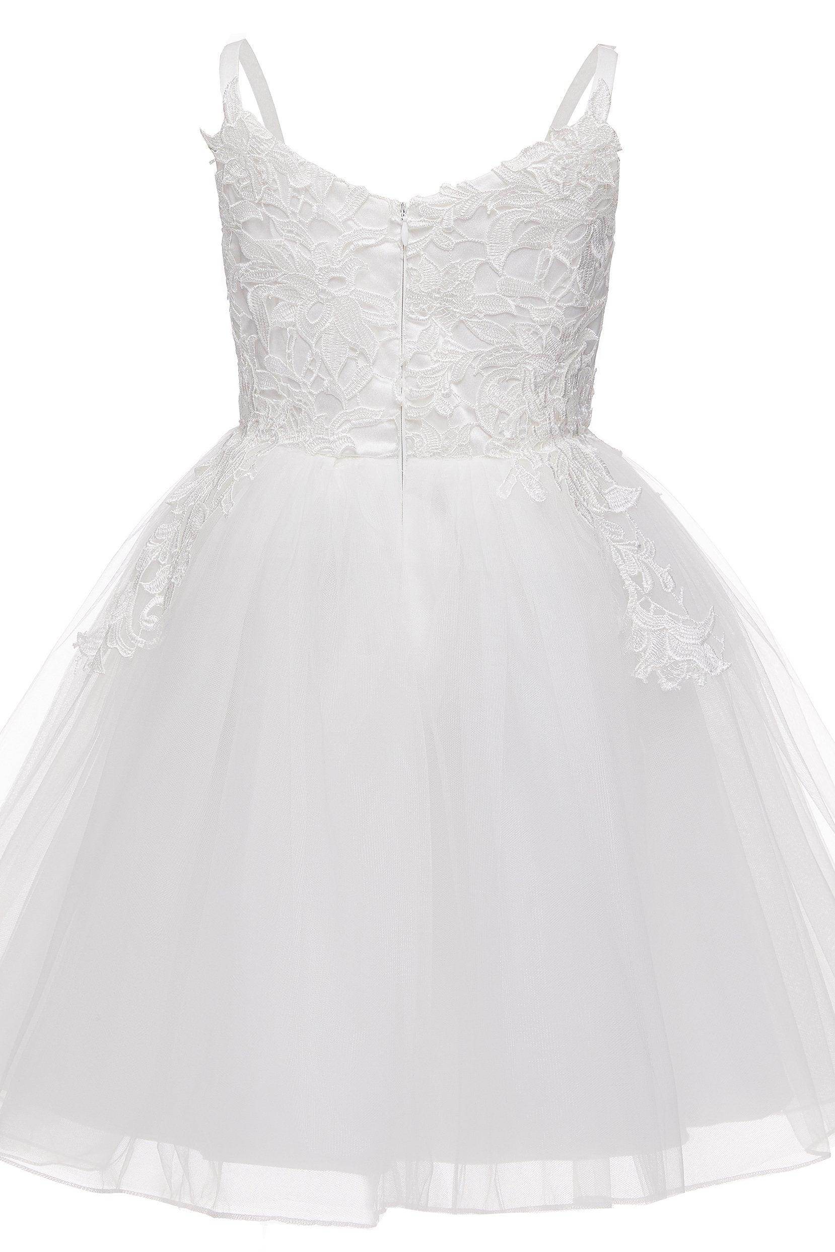 A-Line Knee Length Tulle Lace Flower Girl Dress CF0324 - COCOMELODY