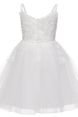 A-Line Knee Length Tulle Lace Flower Girl Dress CF0324 - COCOMELODY