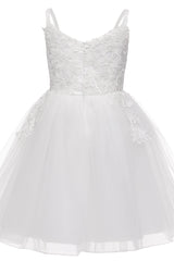 A-Line Knee Length Tulle Lace Flower Girl Dress CF0324 - COCOMELODY
