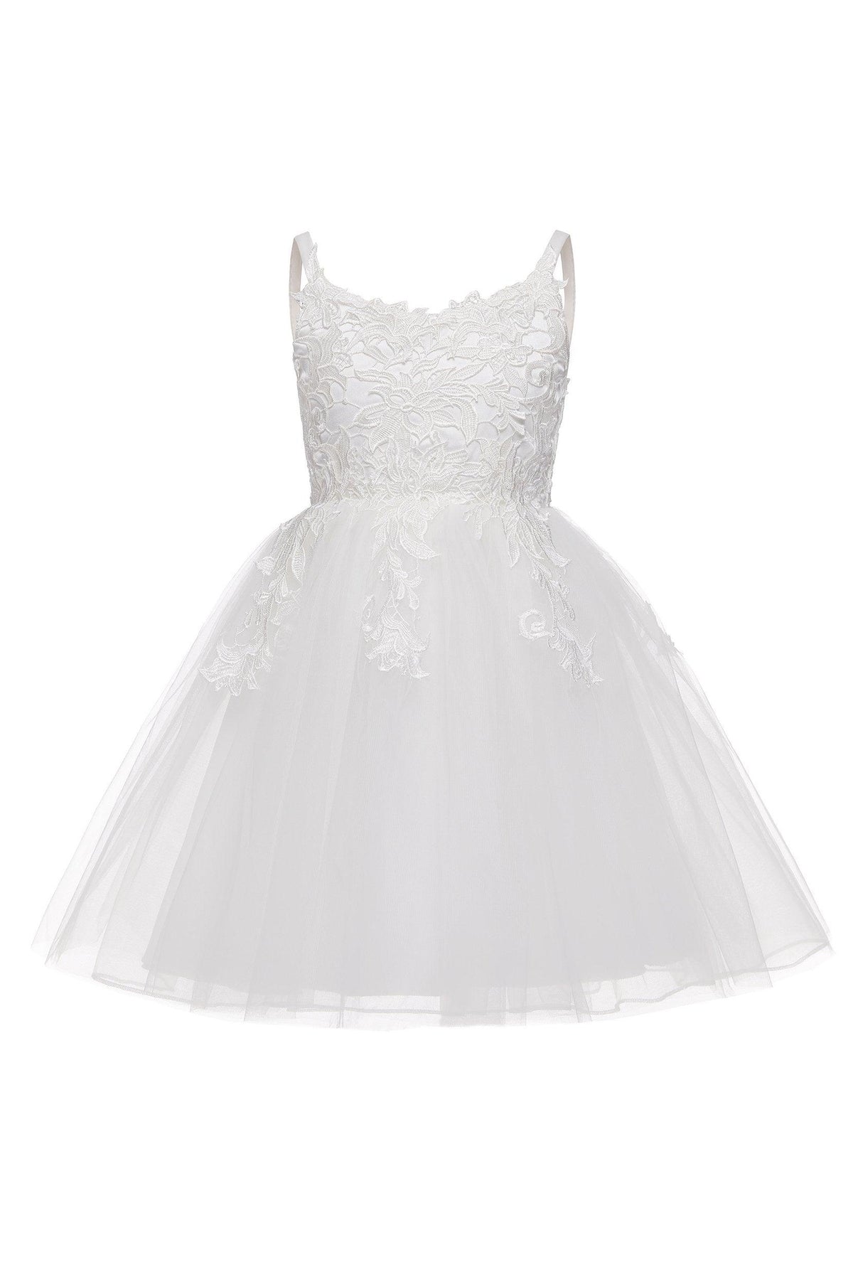 A-Line Knee Length Tulle Lace Flower Girl Dress CF0324 - COCOMELODY