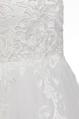 A-Line Knee Length Tulle Lace Flower Girl Dress CF0324 - COCOMELODY