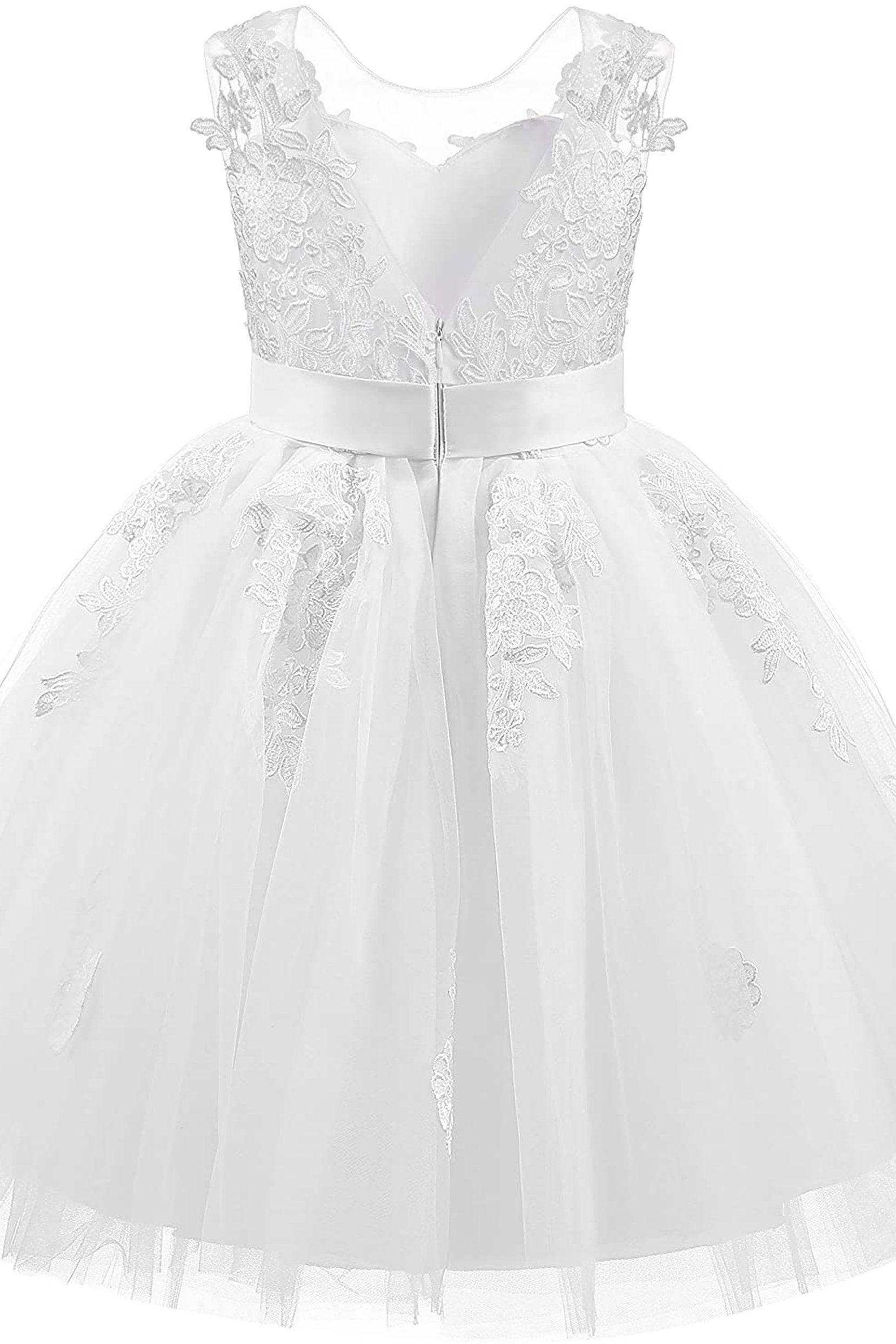 A-Line Knee Length Tulle Lace Flower Girl Dress CF0325 - COCOMELODY
