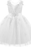 A-Line Knee Length Tulle Lace Flower Girl Dress CF0325 - COCOMELODY