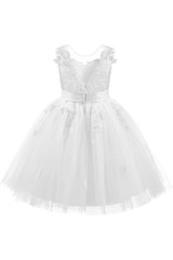 A-Line Knee Length Tulle Lace Flower Girl Dress CF0325 - COCOMELODY