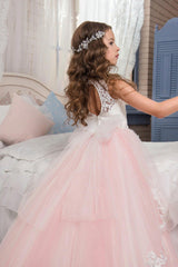 Ball Gown Floor Length Tulle Lace Flower Girl Dress CF0326 - COCOMELODY