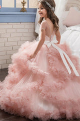 Ball Gown Floor Length Tulle Flower Girl Dress CF0328 - COCOMELODY