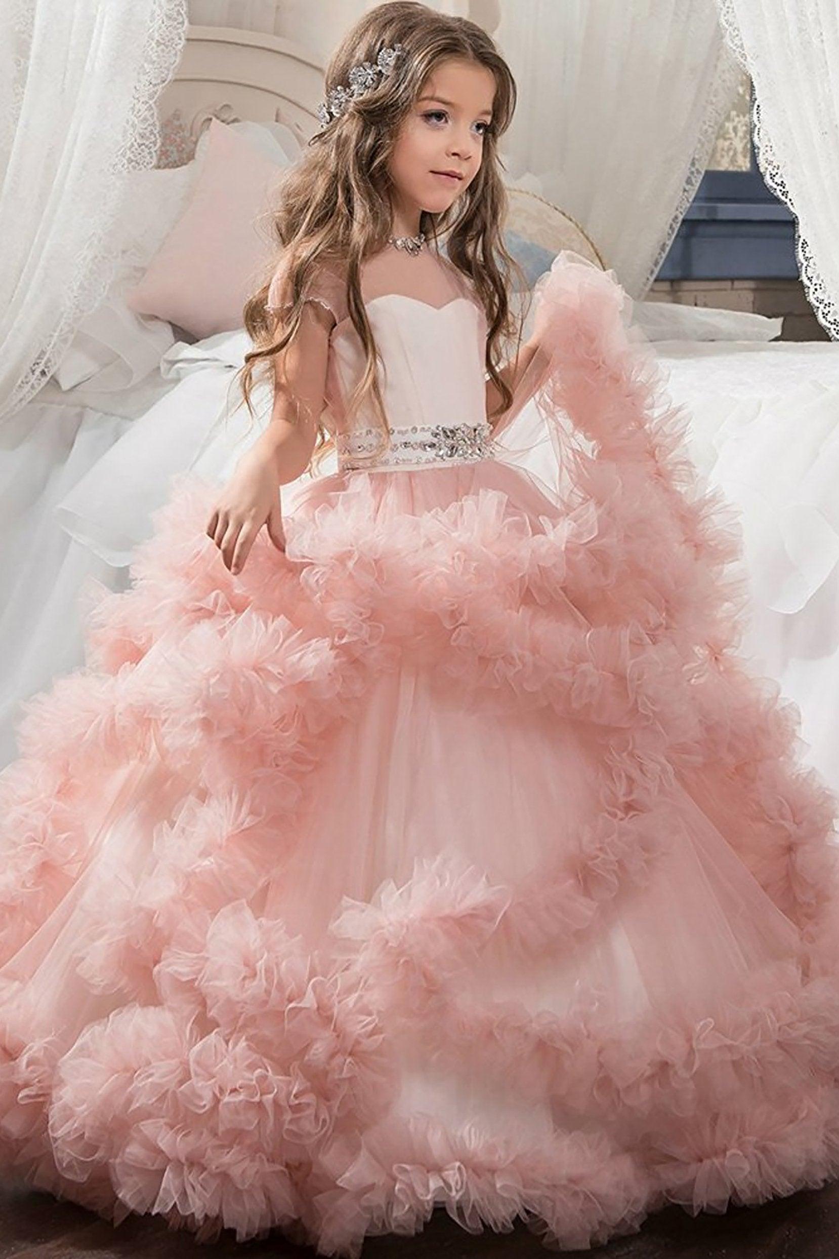 Ball Gown Floor Length Tulle Flower Girl Dress CF0328 - COCOMELODY