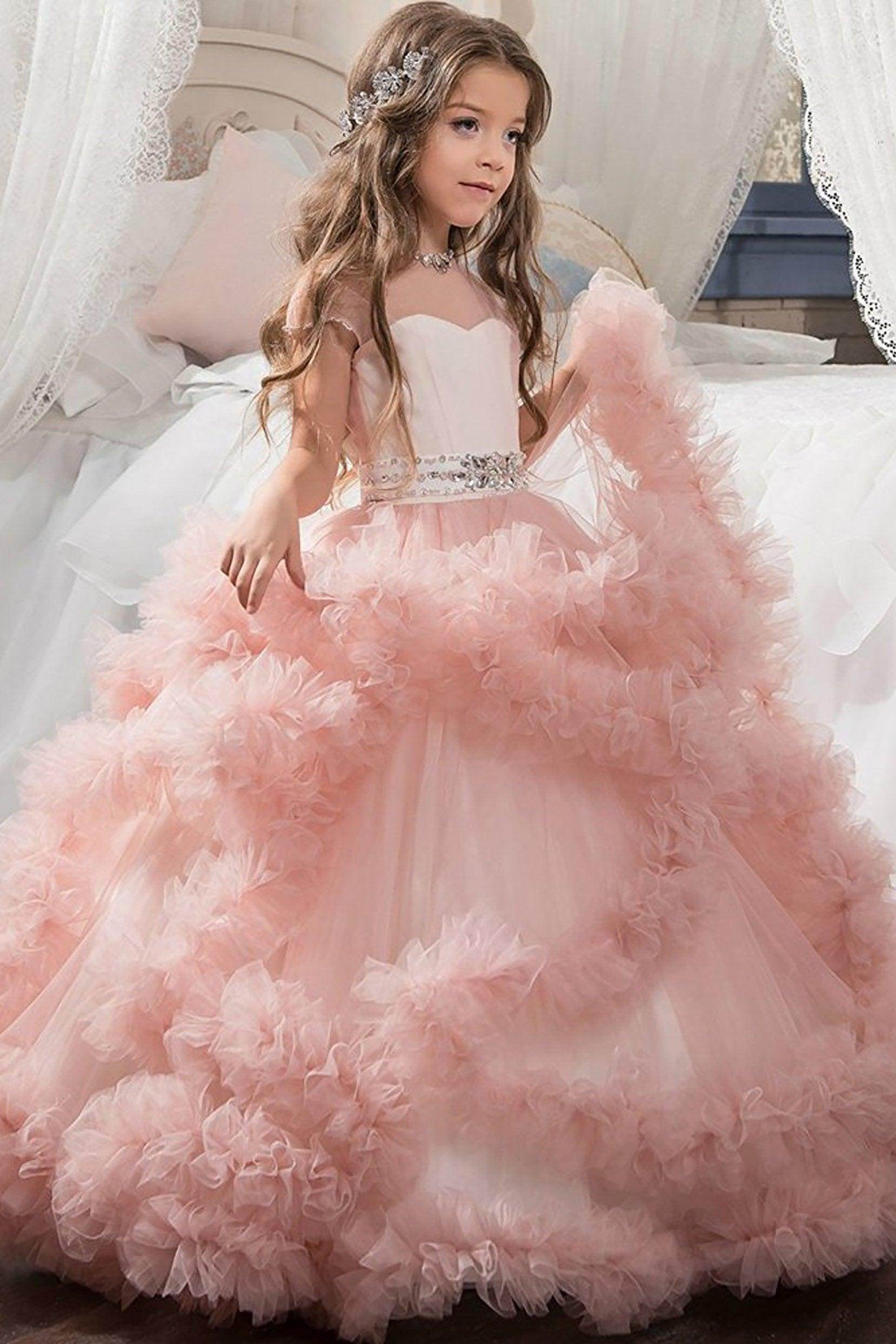 Ball Gown Floor Length Tulle Flower Girl Dress CF0328 - COCOMELODY