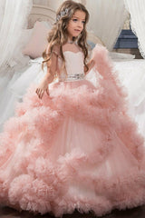 Ball Gown Floor Length Tulle Flower Girl Dress CF0328 - COCOMELODY