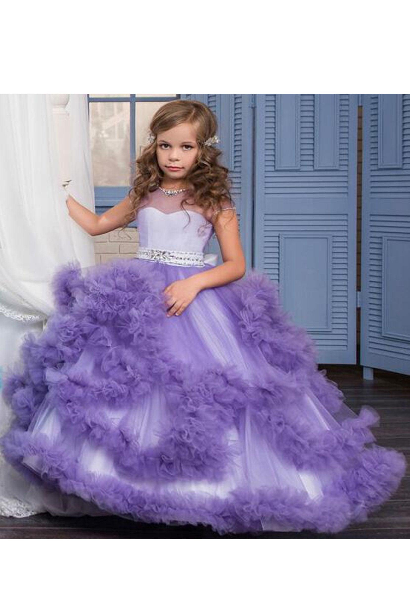 Ball Gown Floor Length Tulle Flower Girl Dress CF0328 - COCOMELODY