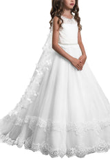 A-Line Floor Length Tulle Lace Flower Girl Dress CF0330 - COCOMELODY