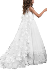 A-Line Floor Length Tulle Lace Flower Girl Dress CF0330 - COCOMELODY