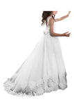 A-Line Floor Length Tulle Lace Flower Girl Dress CF0330 - COCOMELODY
