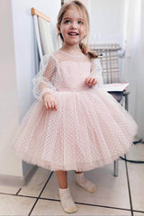 A-Line Knee Length Tulle Lace Flower Girl Dress CF0331 - COCOMELODY