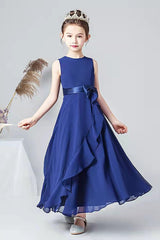 A-Line Tea Length Chiffon Flower Girl Dress CF0332 - COCOMELODY