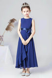 A-Line Tea Length Chiffon Flower Girl Dress CF0332 - COCOMELODY