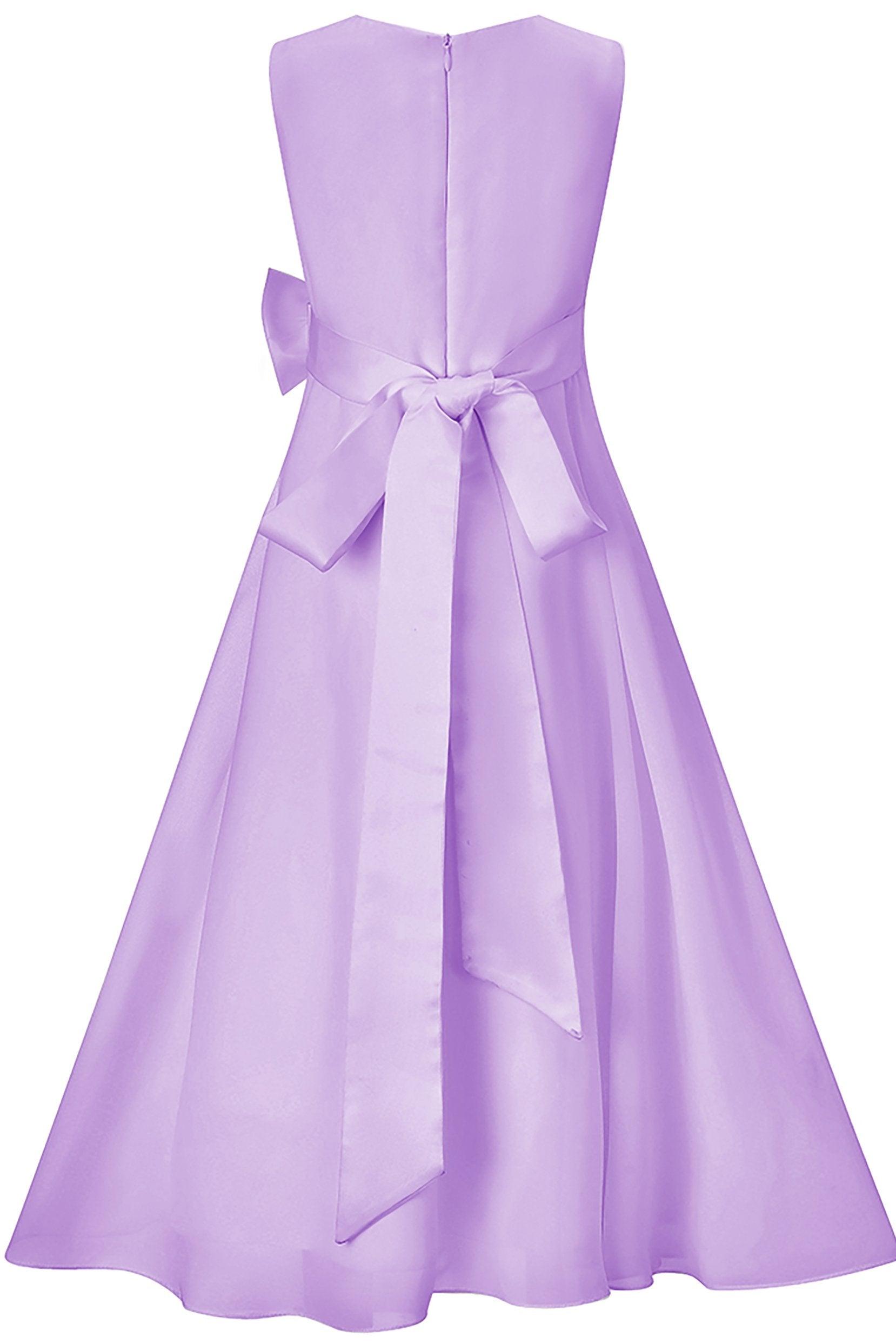 A-Line Tea Length Chiffon Flower Girl Dress CF0332 - COCOMELODY