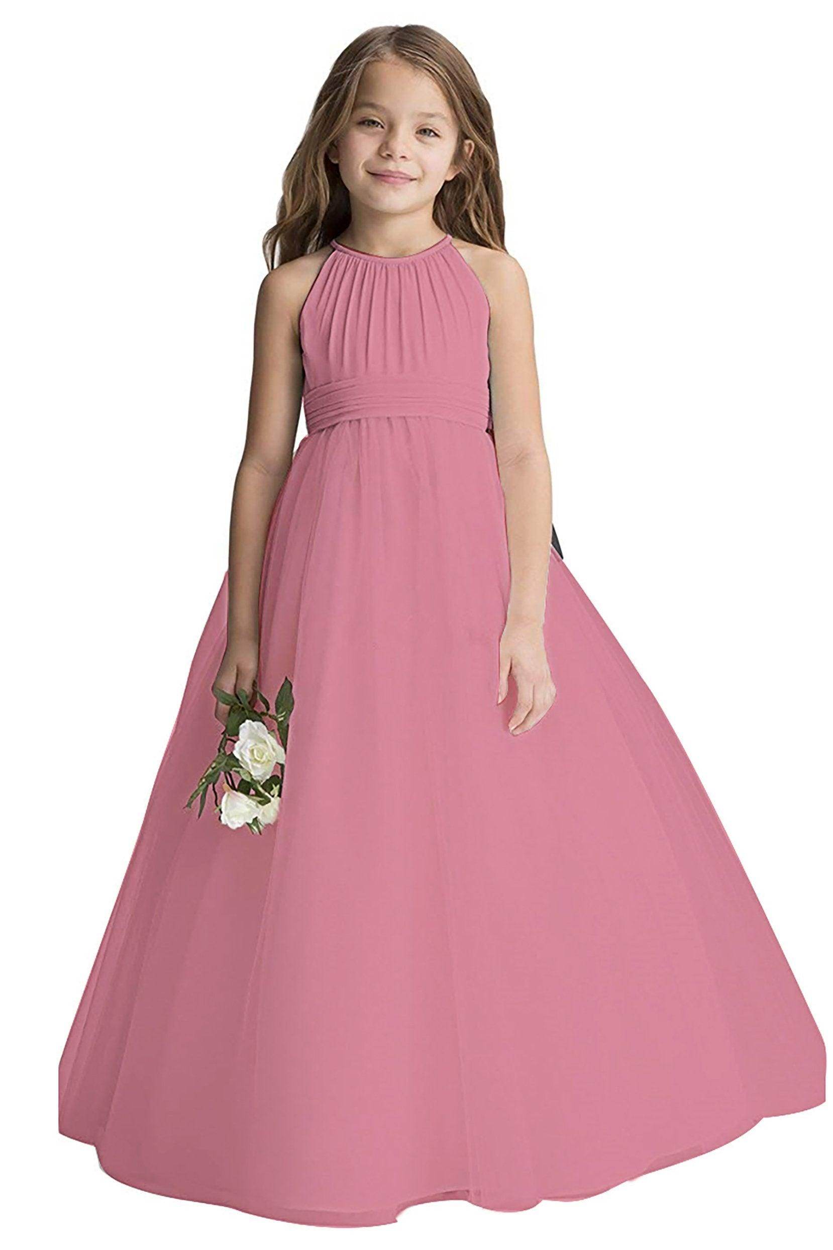 A-Line Floor Length Tulle Flower Girl Dress CF0334 - COCOMELODY