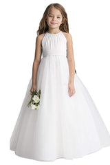 A-Line Floor Length Tulle Flower Girl Dress CF0334 - COCOMELODY