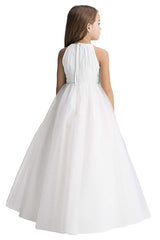 A-Line Floor Length Tulle Flower Girl Dress CF0334 - COCOMELODY